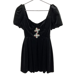 Self-Portrait Velvet Black Sweetheart Mini Dress Size US 4 / UK 8
