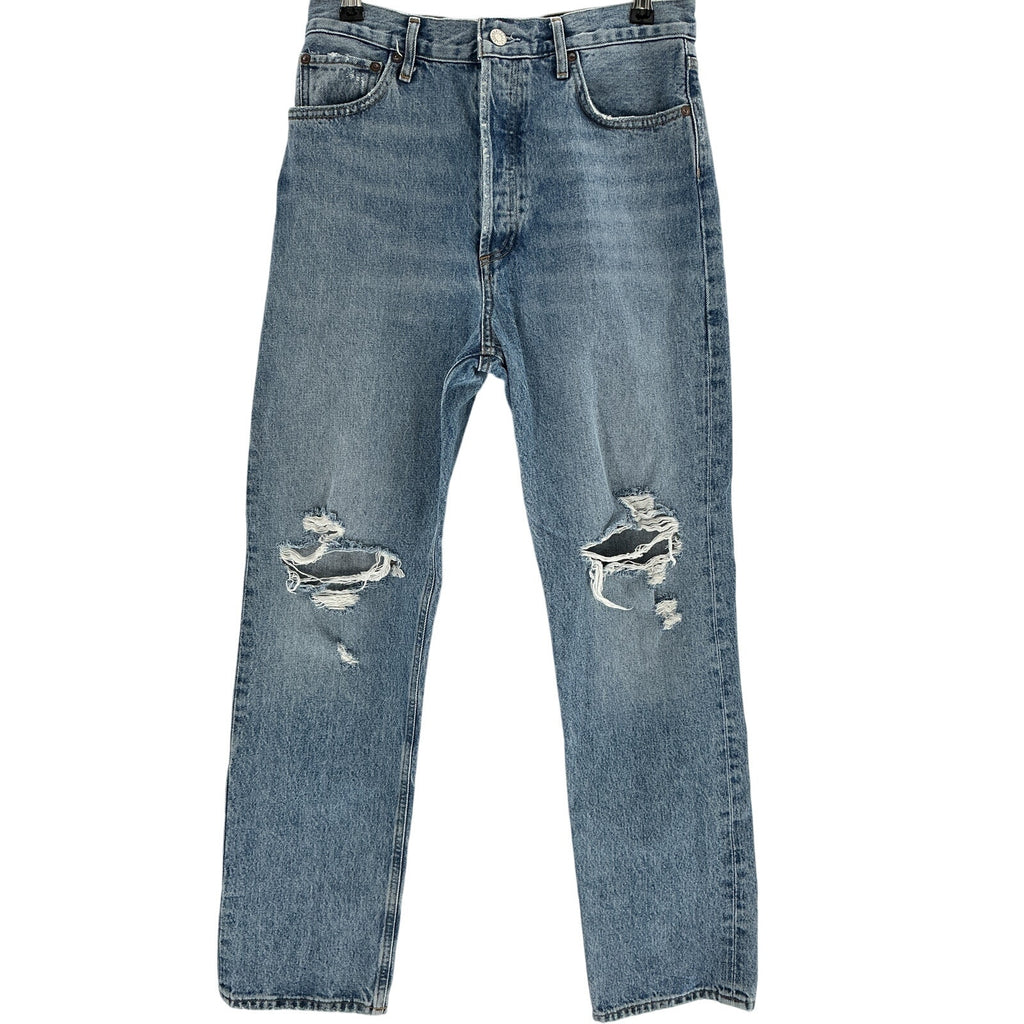 Agolde '90S' Blue Cotton Mid Rise Straight Fit Jeans Size 28