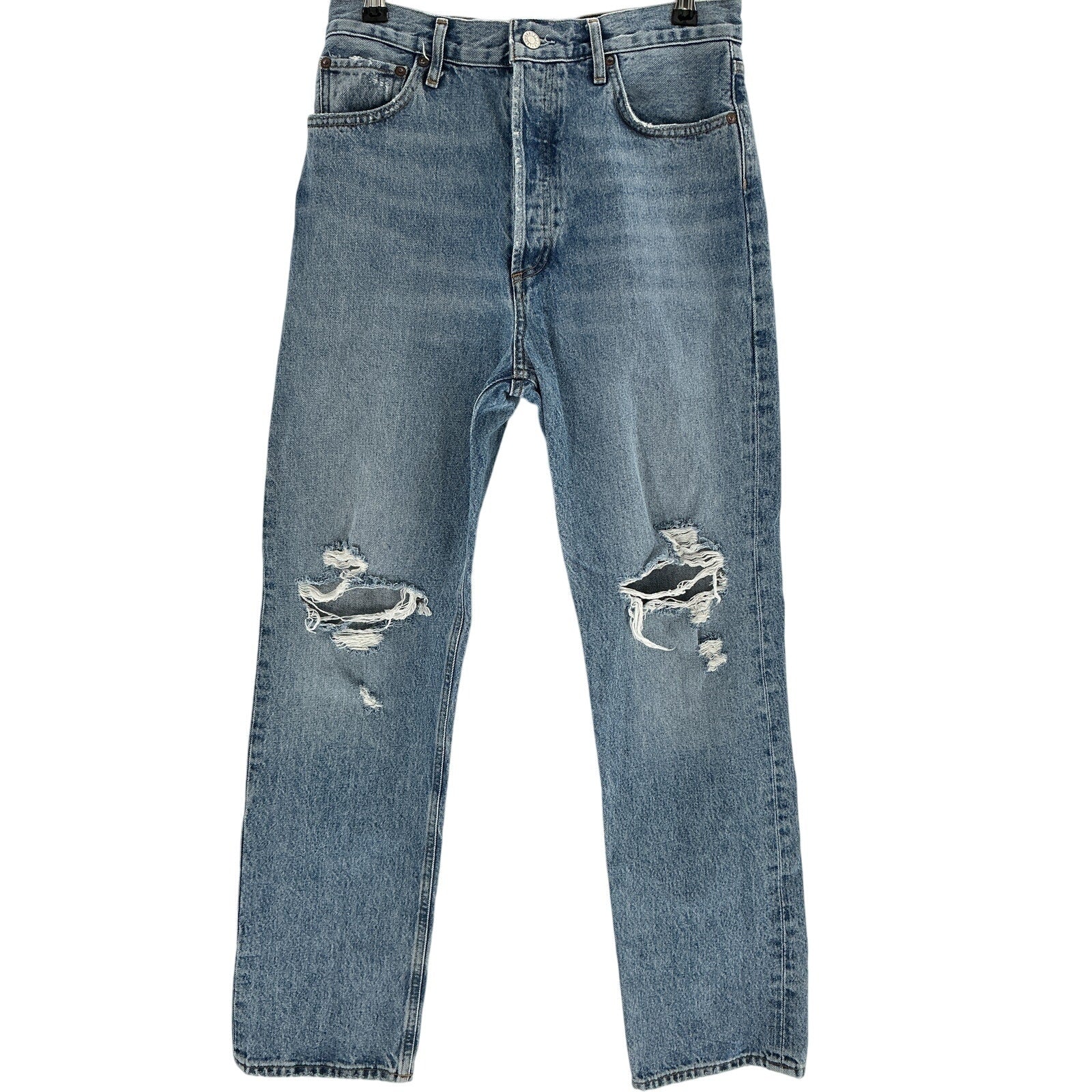 Agolde '90S' Blue Cotton Mid Rise Straight Fit Jeans Size 28