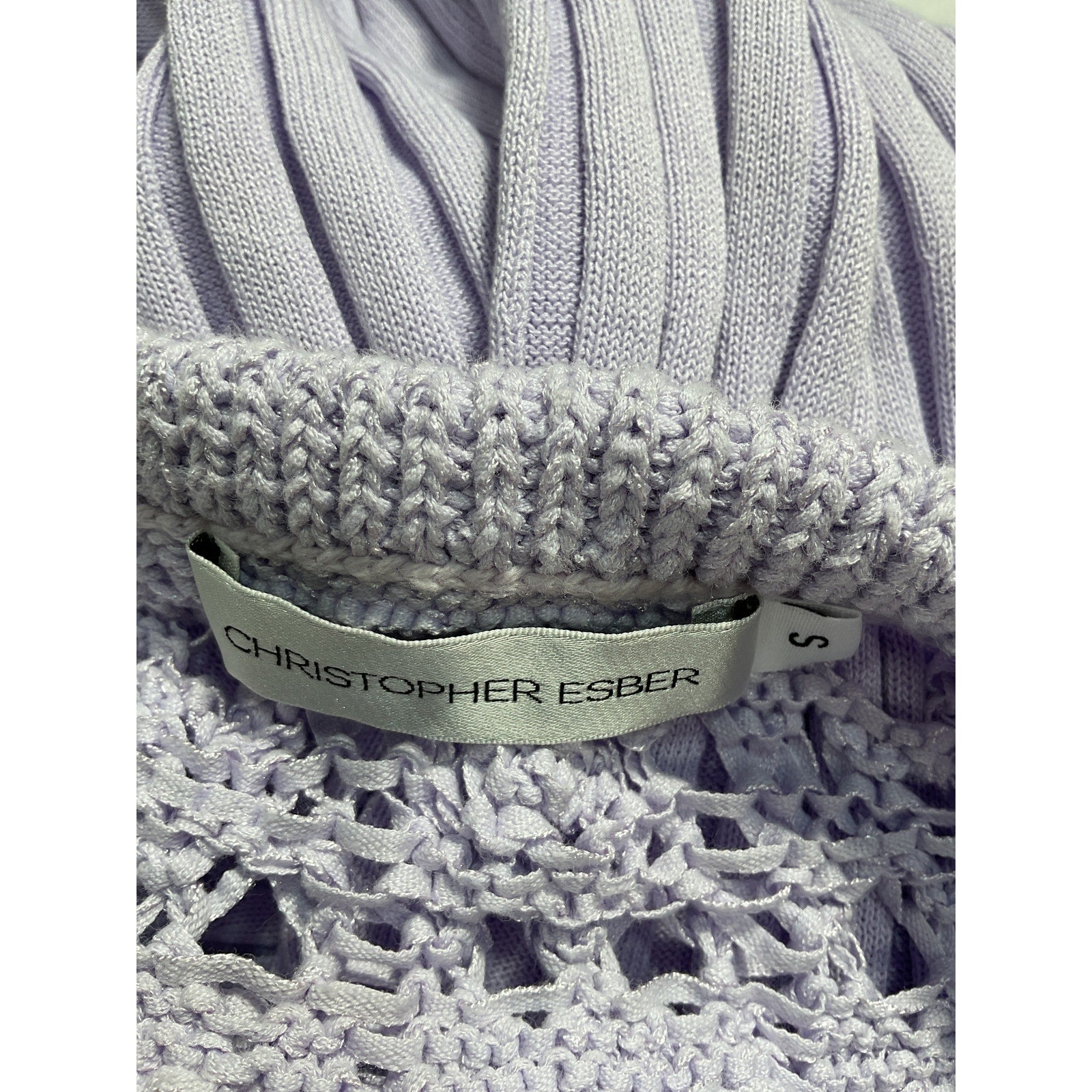 Christopher Esber 'Crochet' Purple Pleat Knit Skirt Size S