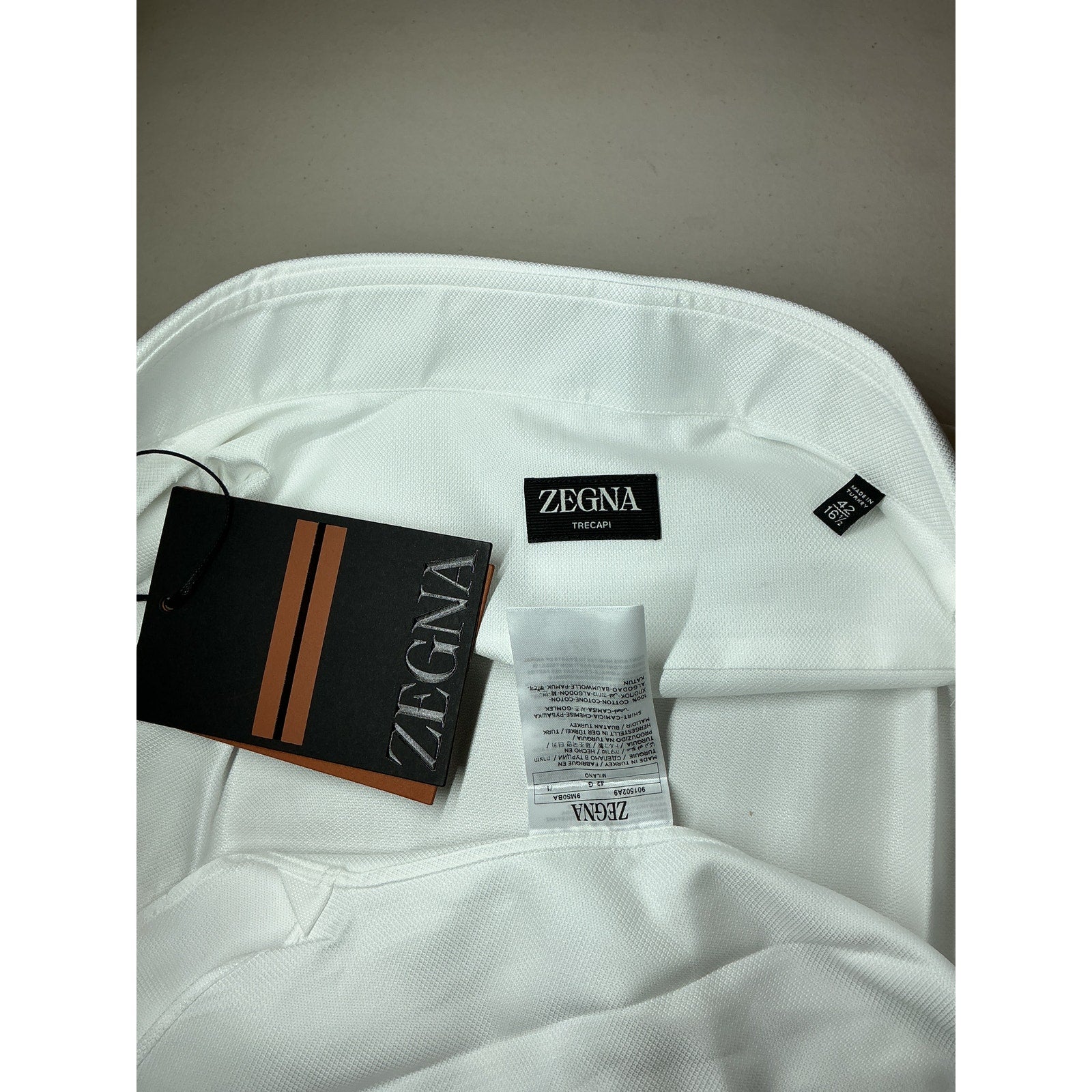 Zegna 'Trecapi' White Cotton Oxford Sport Shirt Size 42 - NWT