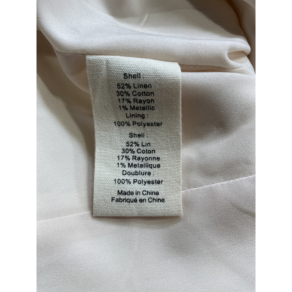 L'Agence 'Fable' White Pinstripe V Neck Double-Breasted Linen Blend Vest Size 2