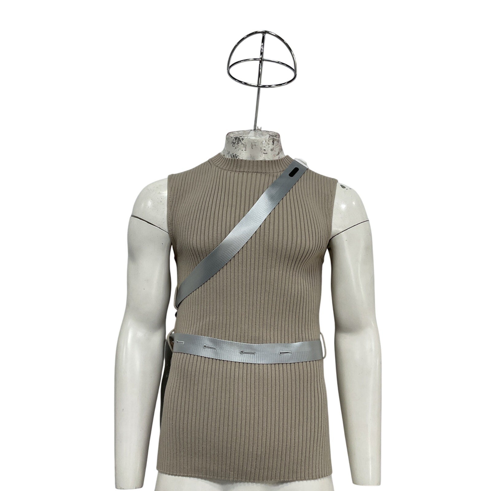 Helmut Lang Seatbelt Beige Cotton Tank Top Size L