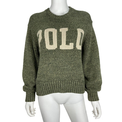 Polo Ralph Lauren Cotton Green Logo Crewneck Sweater Size S