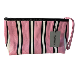 Balenciaga Striped Pink Barbes Pouch NWT