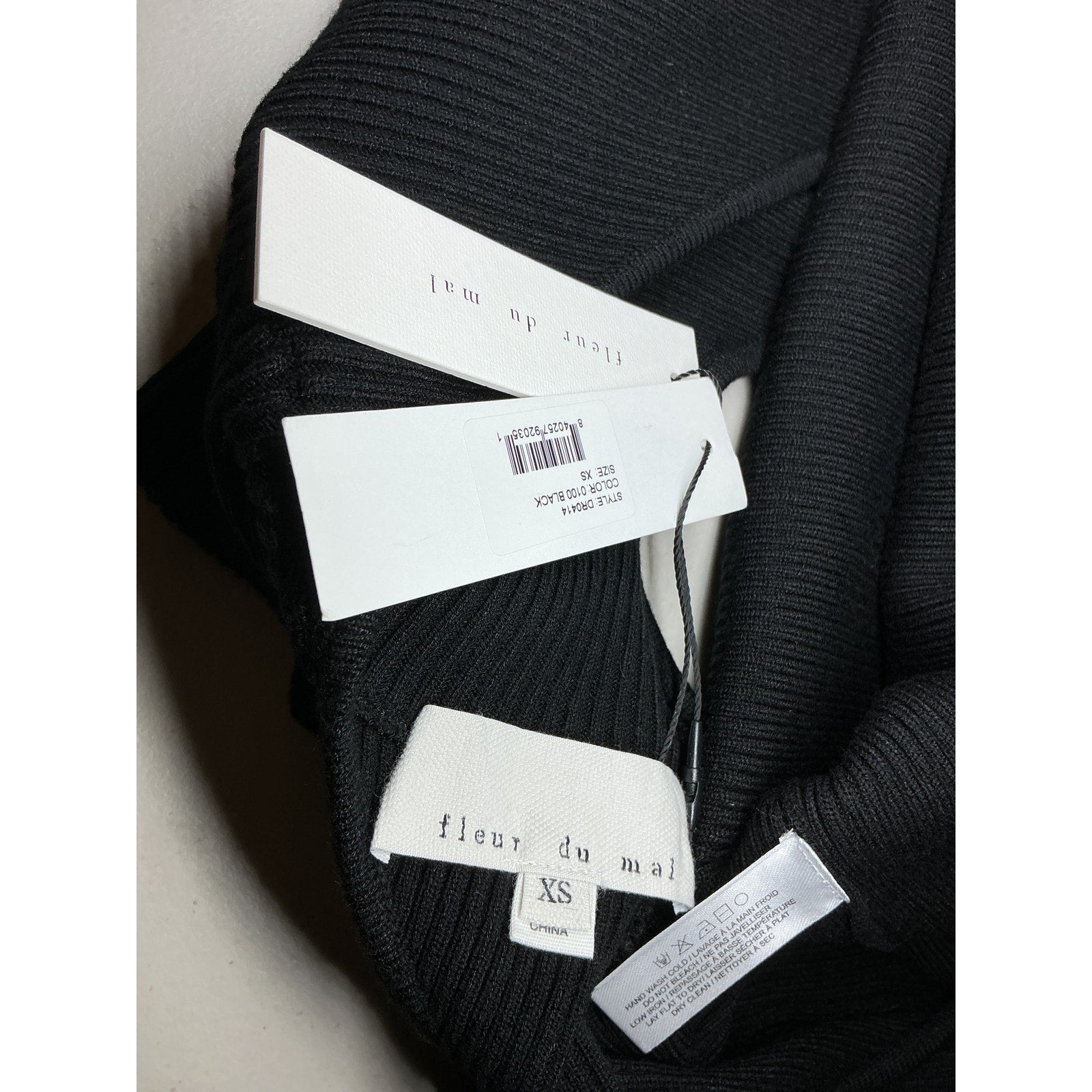 Fleur Du Mal Knit Cross Black Viscose Back Midi Dress Size XS - NWT
