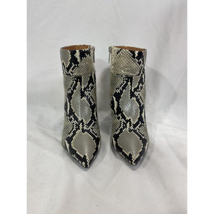 Aquatalia 'Marabella' White Leather Snake Embossed Heeled Boot Size 7.5 M