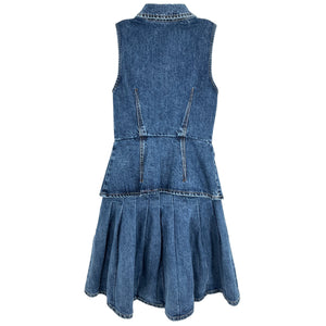 Self Portrait Tailored Blue Denim Mini Dress Size 4
