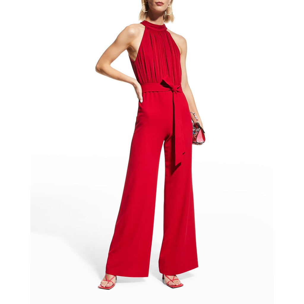 Alice + Olivia 'Thelma' Red Sleeveless Halter Nk Jumpsuit Size 4