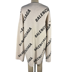 Balenciaga Oversized Cream Crewneck Sweater Size S NWT