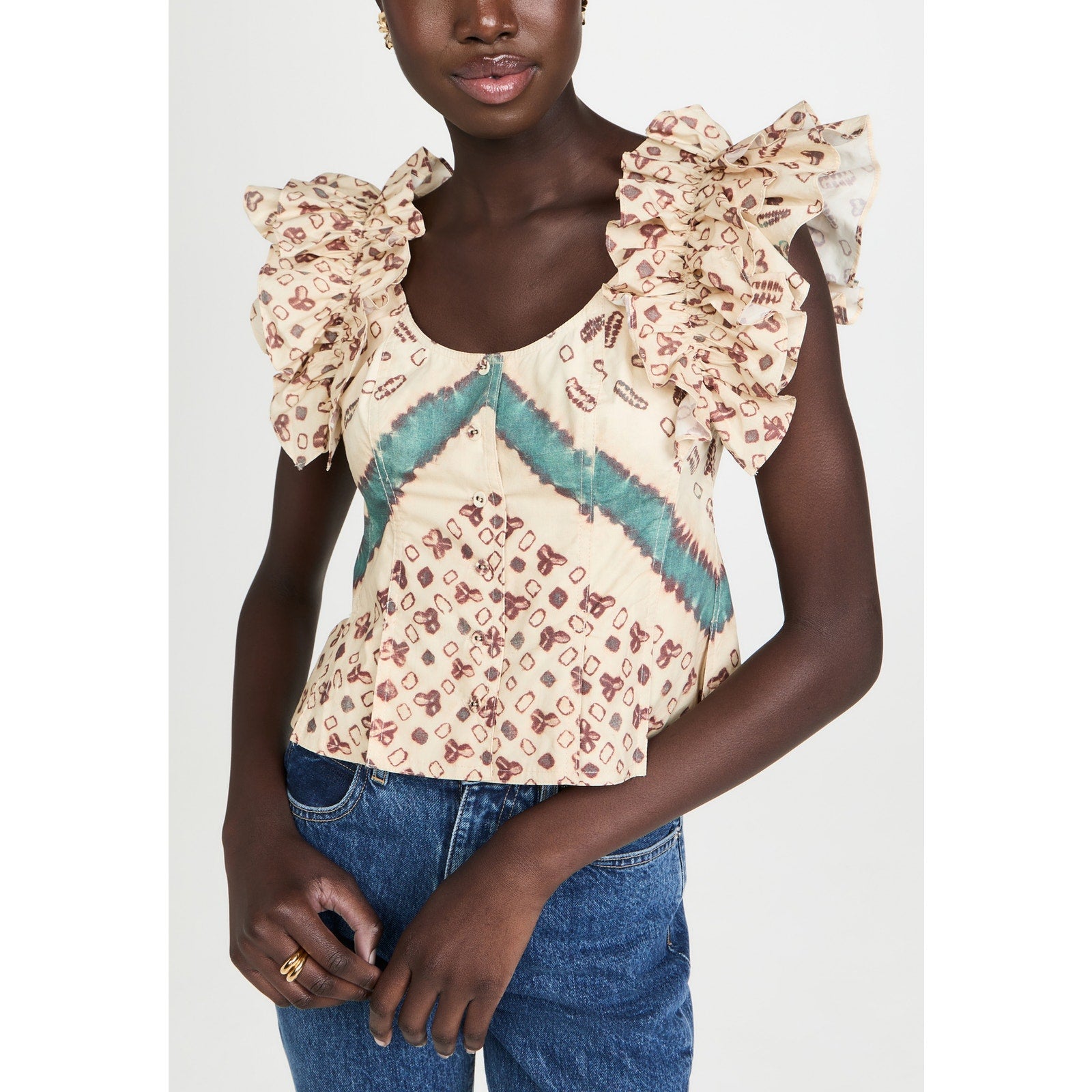 Ulla Johnson 'Milla' Tan Cotton Ruffle Top Size 0