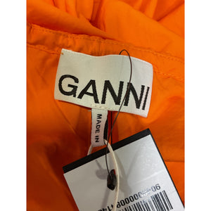 Ganni 'Bow-Detailed' Orange Ruched Cotton-Poplin Bow Accent Mini Dress Size 2 - NWT