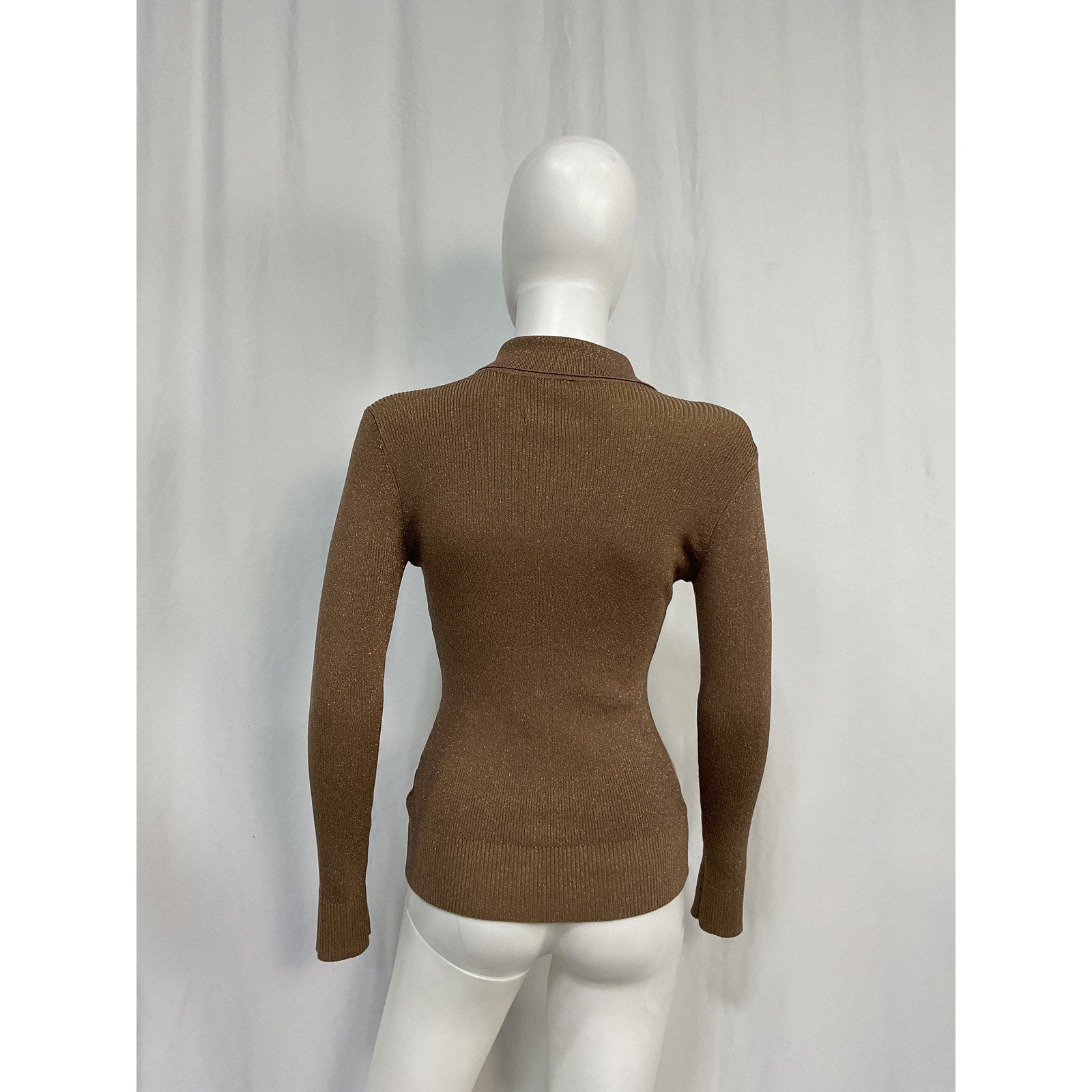 Joostricot Long Sleeve Brown Viscose Polo Sweater Size S