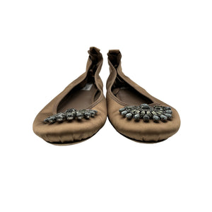 Jimmy Choo Embellished Tan Ballet Flats Size 40 EU / US 10