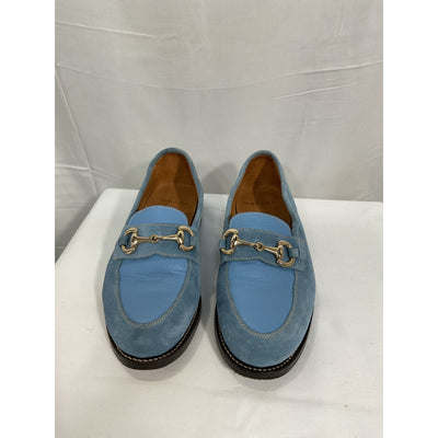 Sporty & Rich 'The Penny' Blue Leather Suede Loafer Size 6