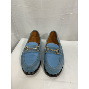 Sporty & Rich 'The Penny' Blue Leather Suede Loafer Size 6