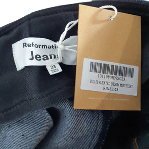 Reformation Pleated Rinse Billie Mini Size 23 Skirt NWT