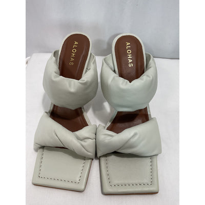 Alohas 'Twist' White Leather Strap Sandal Size 10