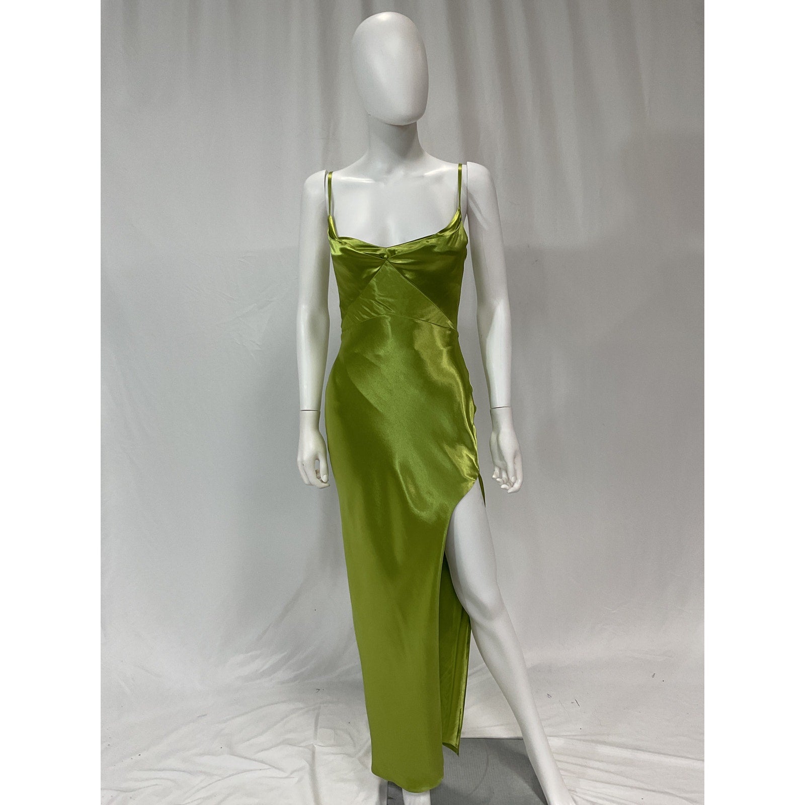 Nicholas 'Ariah' Green Satin Cowl Draped Midi Dress Size 2