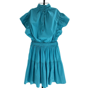 Derek Lam Ruffled Peacock Blue Finn Dress Size 6