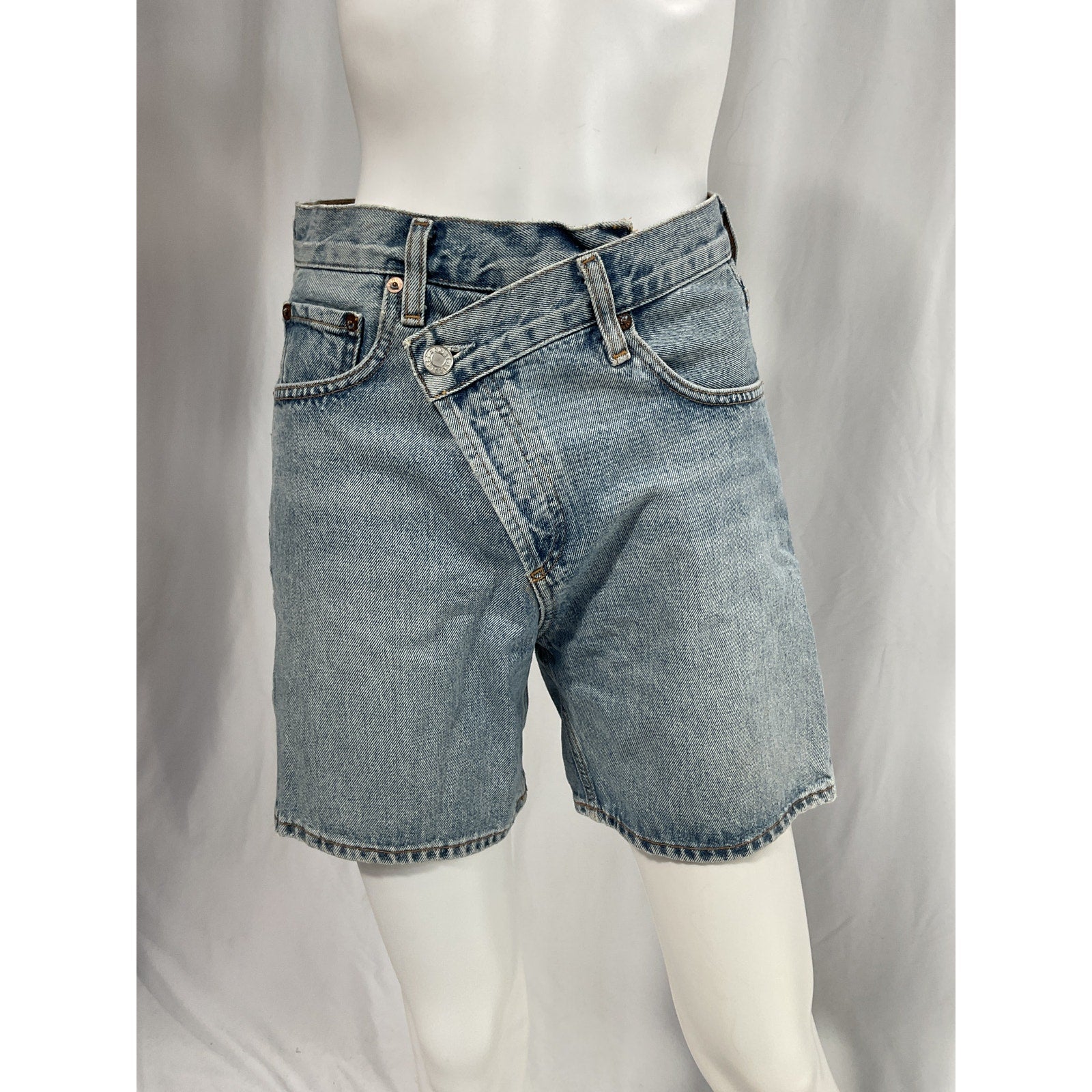 Agolde 'Criss Cross' Blue Denim Jean Short Size 23