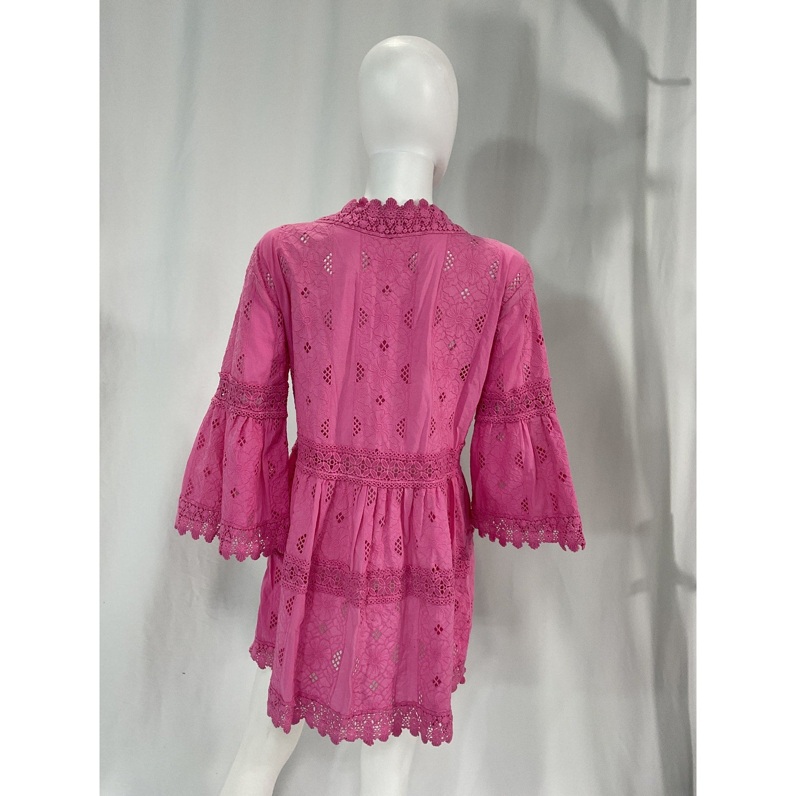 Melissa Odabash 'Victoria' Pink Broderie Anglaise Cotton Mini Dress Size S