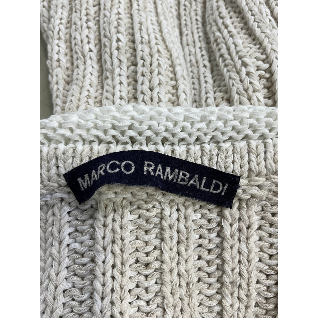 Marco Rambaldi White Cotton Linen Blend Square Neck Tank Top Size S