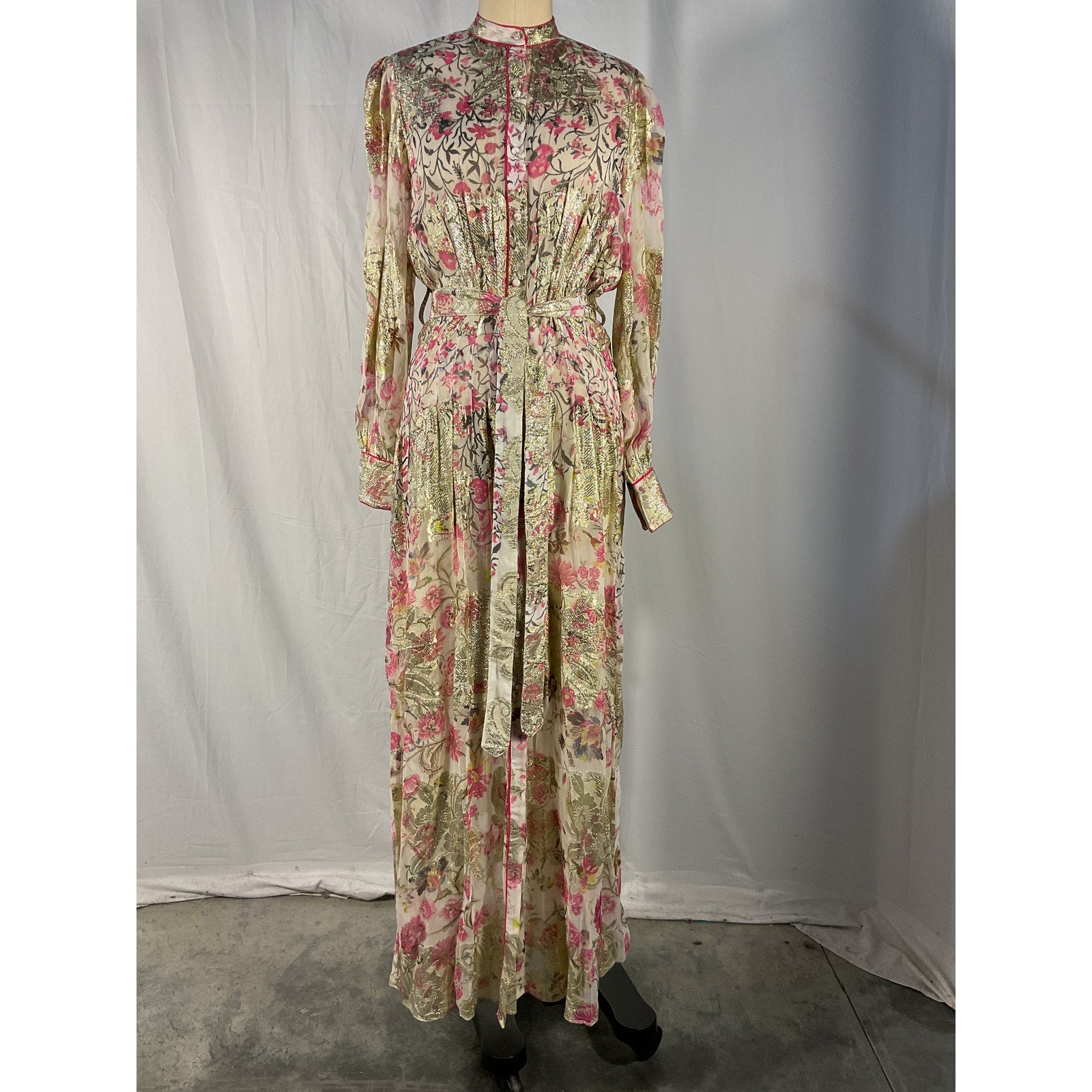 Hemant And Nandita 'Tara' Pink Georgette Shirt Dress Size XS - NWT
