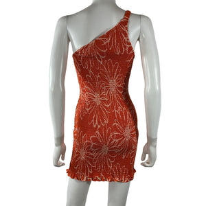 Faithfull The Brand Floral Orange Terre Mer Mini Dress Size S