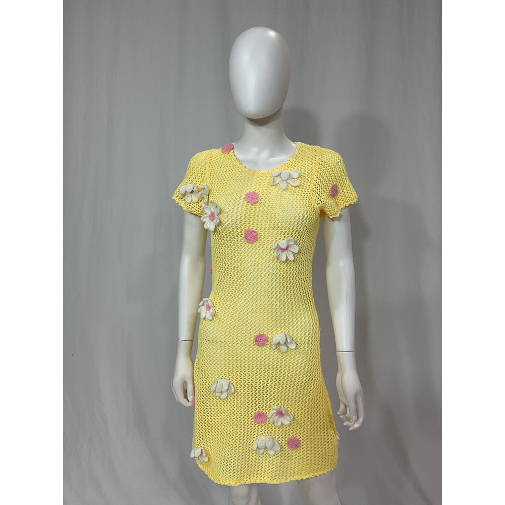 For Love & Lemons 'Walker' Yellow Mini Dress / Cover Up Size M