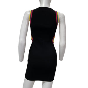 Milly Ribbed Black Crochet Cutout Minidress Size XS P