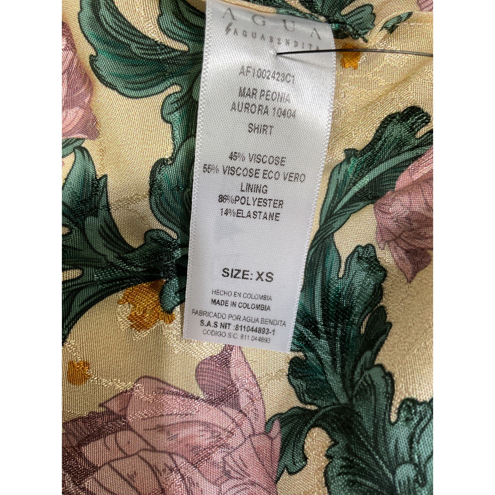 Agua By Agua Bendita Floral Green Print Bateau Neckline Crop Top Size S