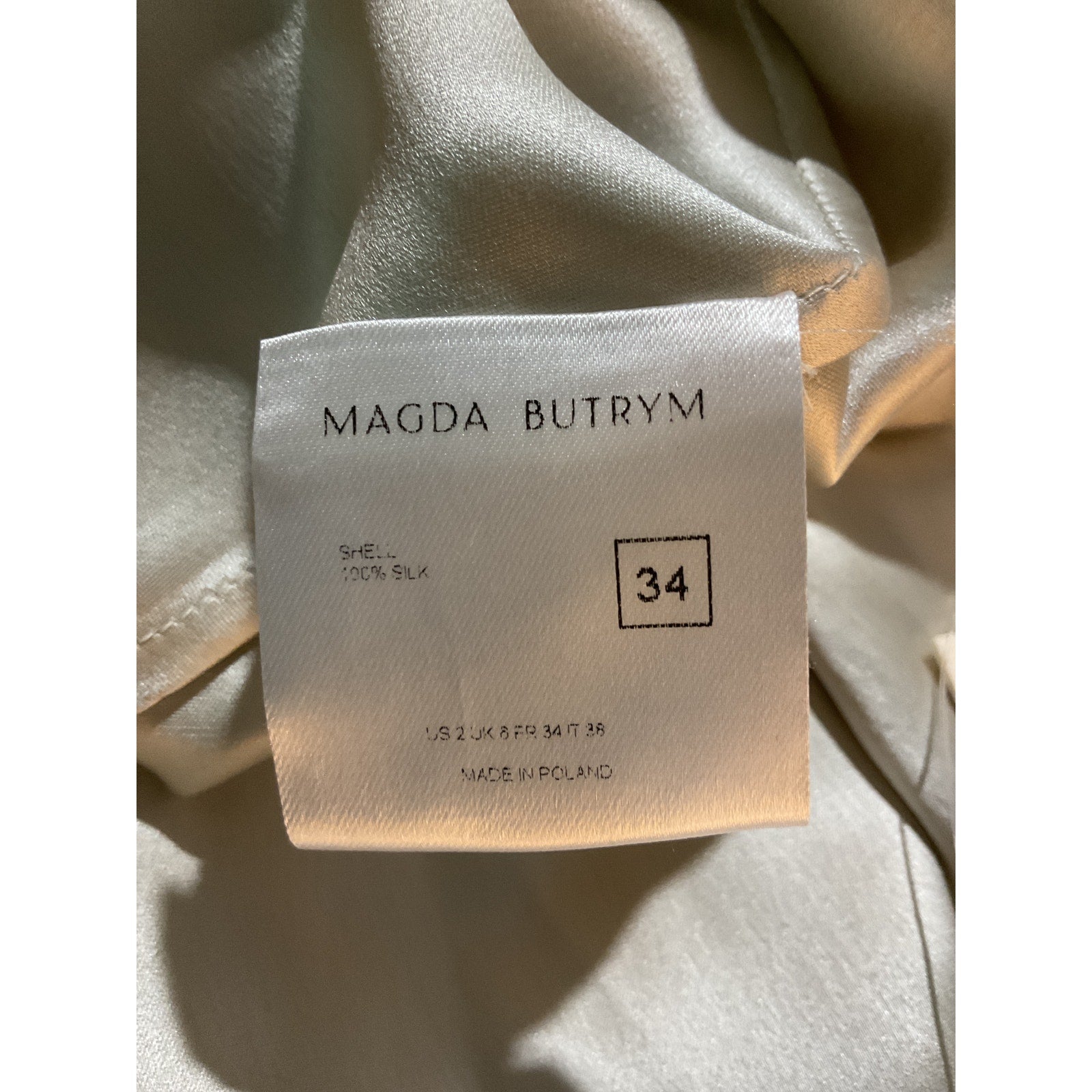 Magda Butrym Silver Silk Asymmetrical Midi Dress Size 2 - NWT