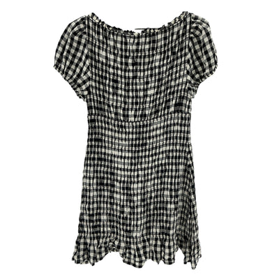 Dôen 'Rizzo' Black Shirred Gingham Voile Mini Dress Size M