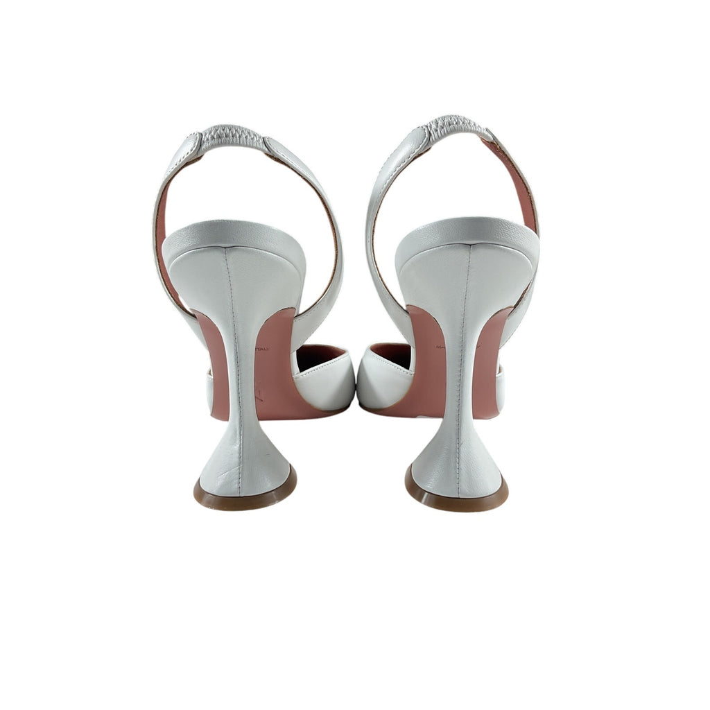 Amina Muaddi 'Holli' White Leather 95 Leather Slingback Pumps Size 41