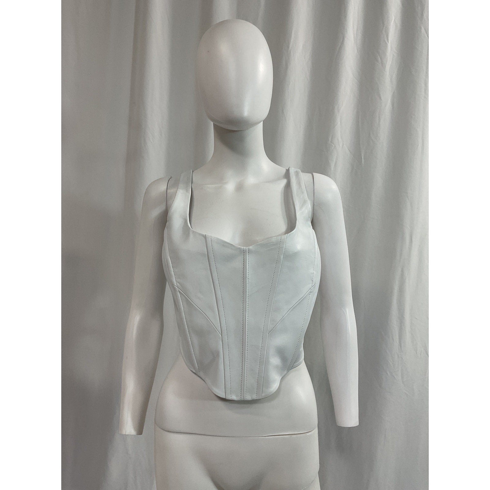 Lamarque 'Tabia' White Faux Leather Corset Size L - NWT