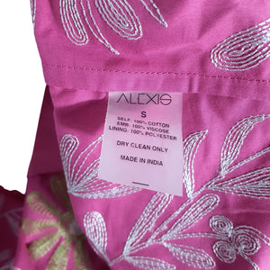 Alexis Embroidered Aurora Pink Venise Dress Size S