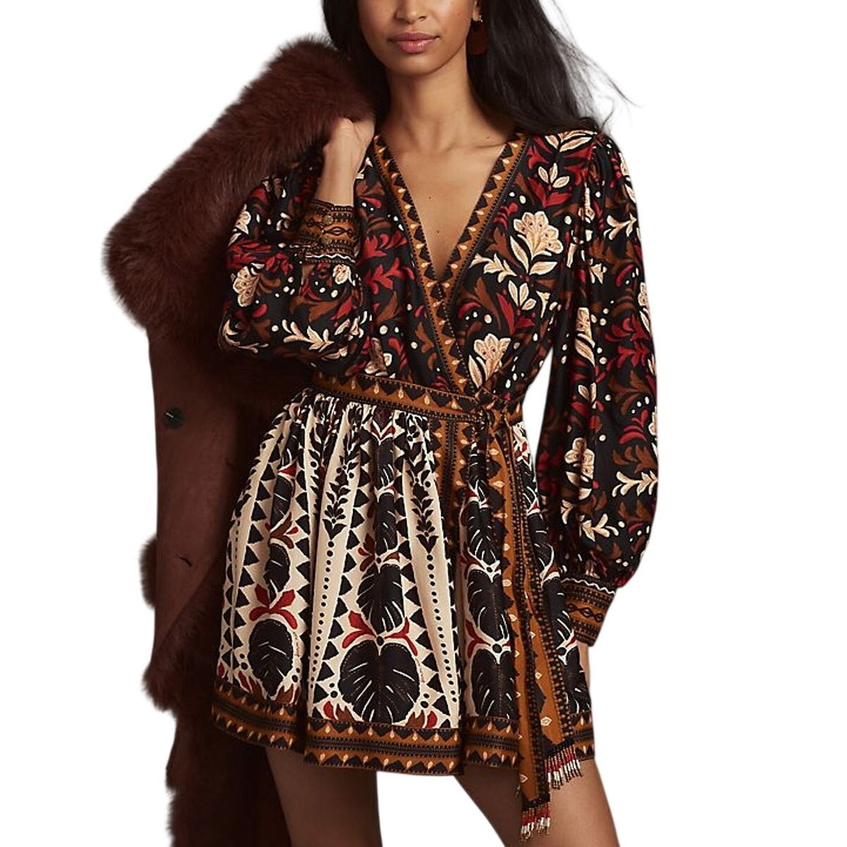 Farm Rio Printed Multicolor Tapestry Garden Mini Dress Size S
