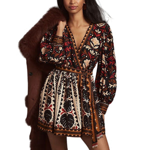 Farm Rio Printed Multicolor Tapestry Garden Mini Dress Size S