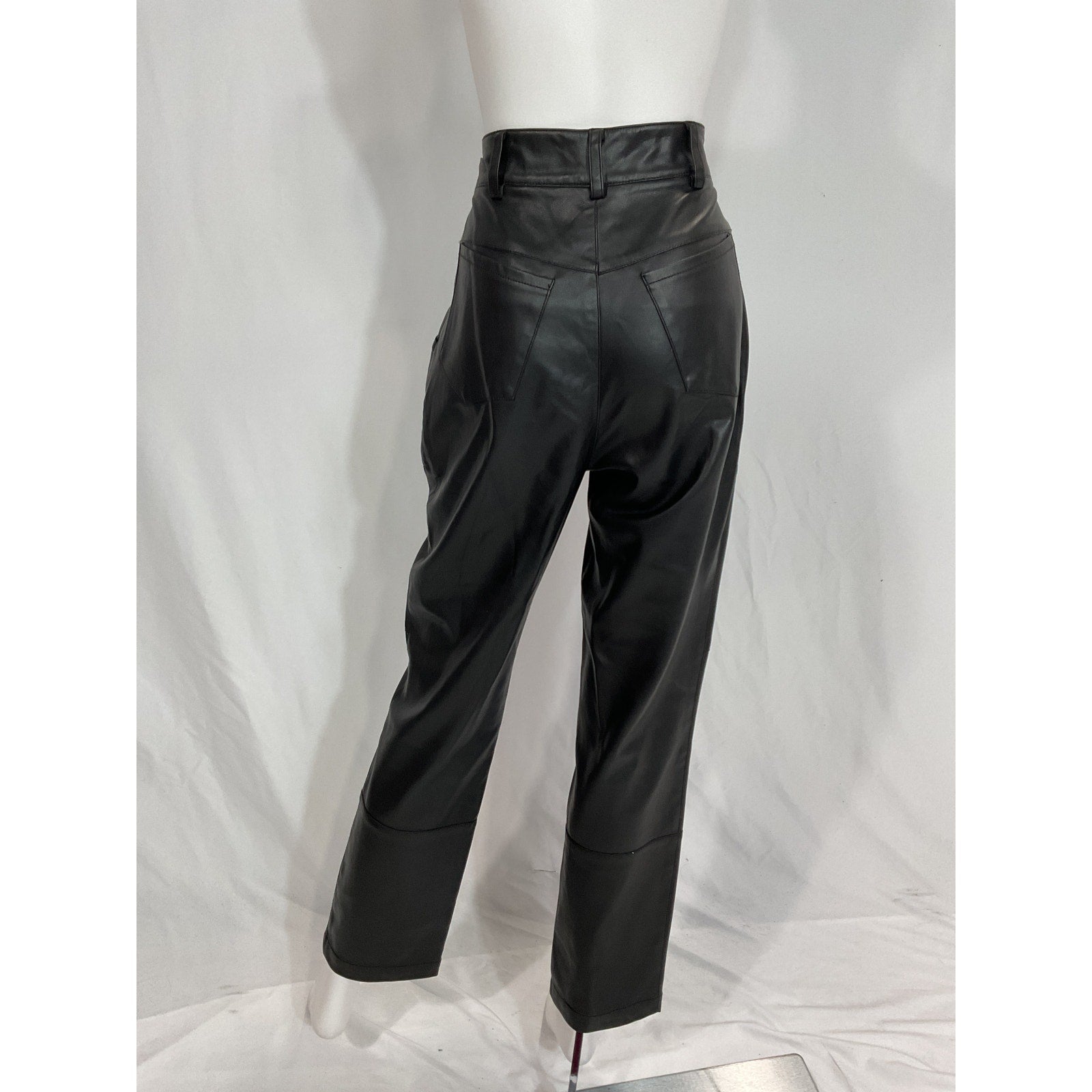 Ronny Kobo 'Katie' Black Faux Leather Crop Pants Size M