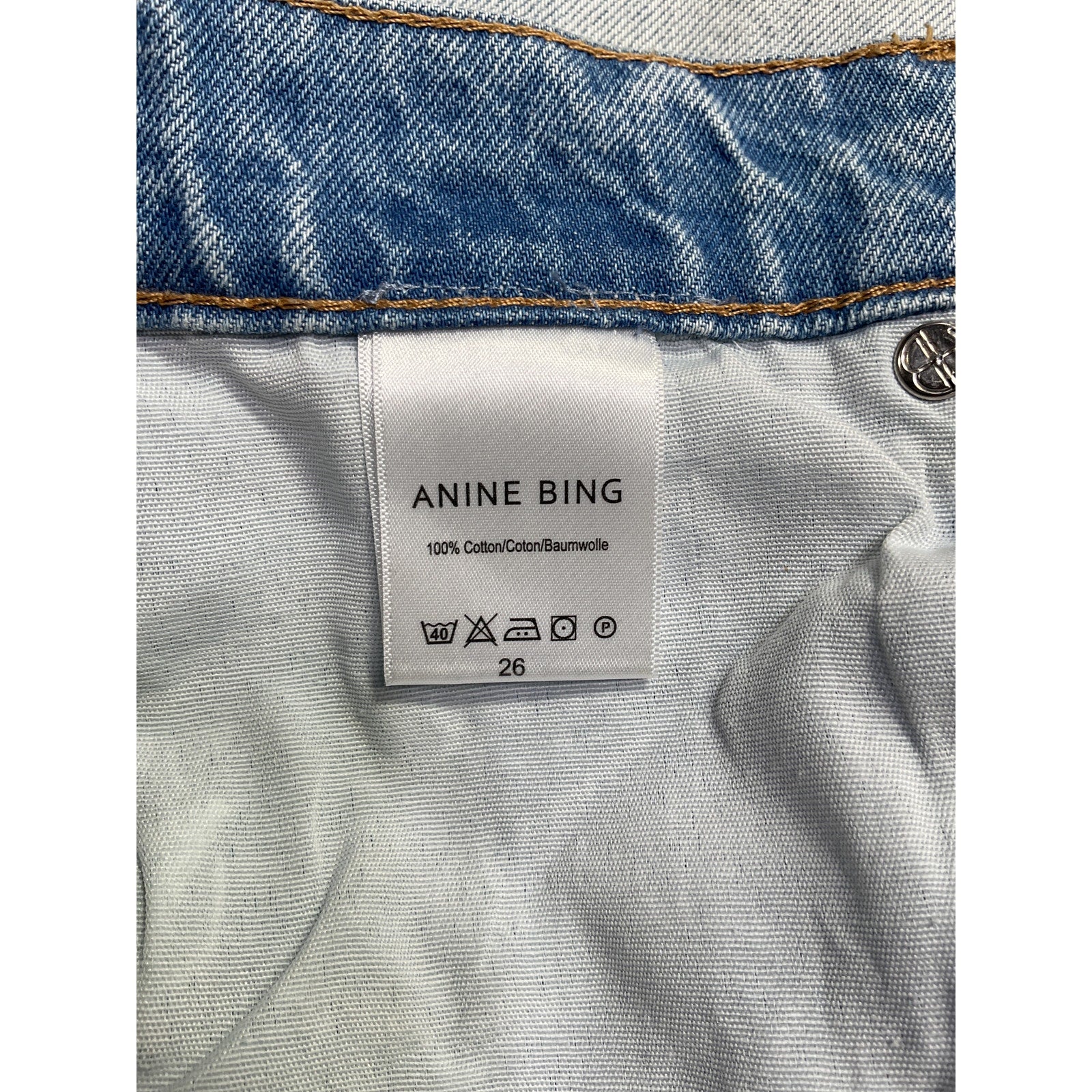 Anine Bing 'Sonya' Blue Cotton Denim Jean Size 26
