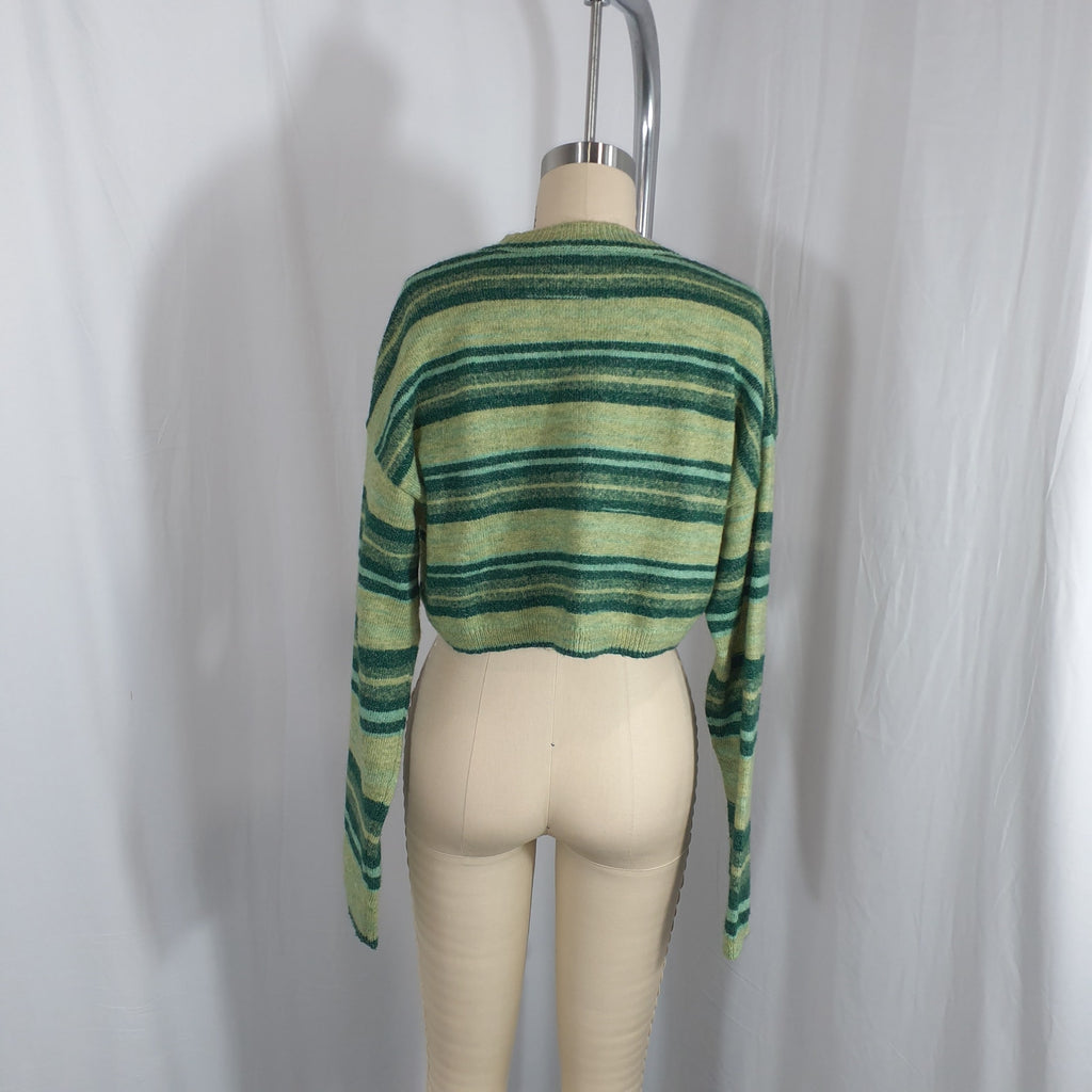 House Of Harlow 1960 'Kinley' Green Stripe Cropped Pullover Size M
