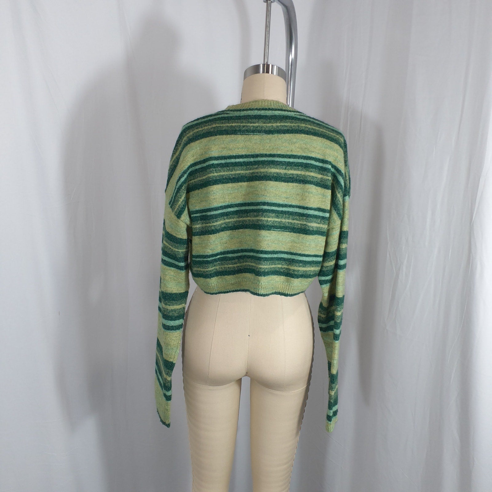 House Of Harlow 1960 'Kinley' Green Stripe Cropped Pullover Size M
