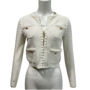Line & Dot Textured Ivory Corey Cardigan Size XS