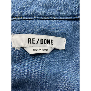 Re/Done Oversized Light Blue Cropped Denim Shirt Size XS