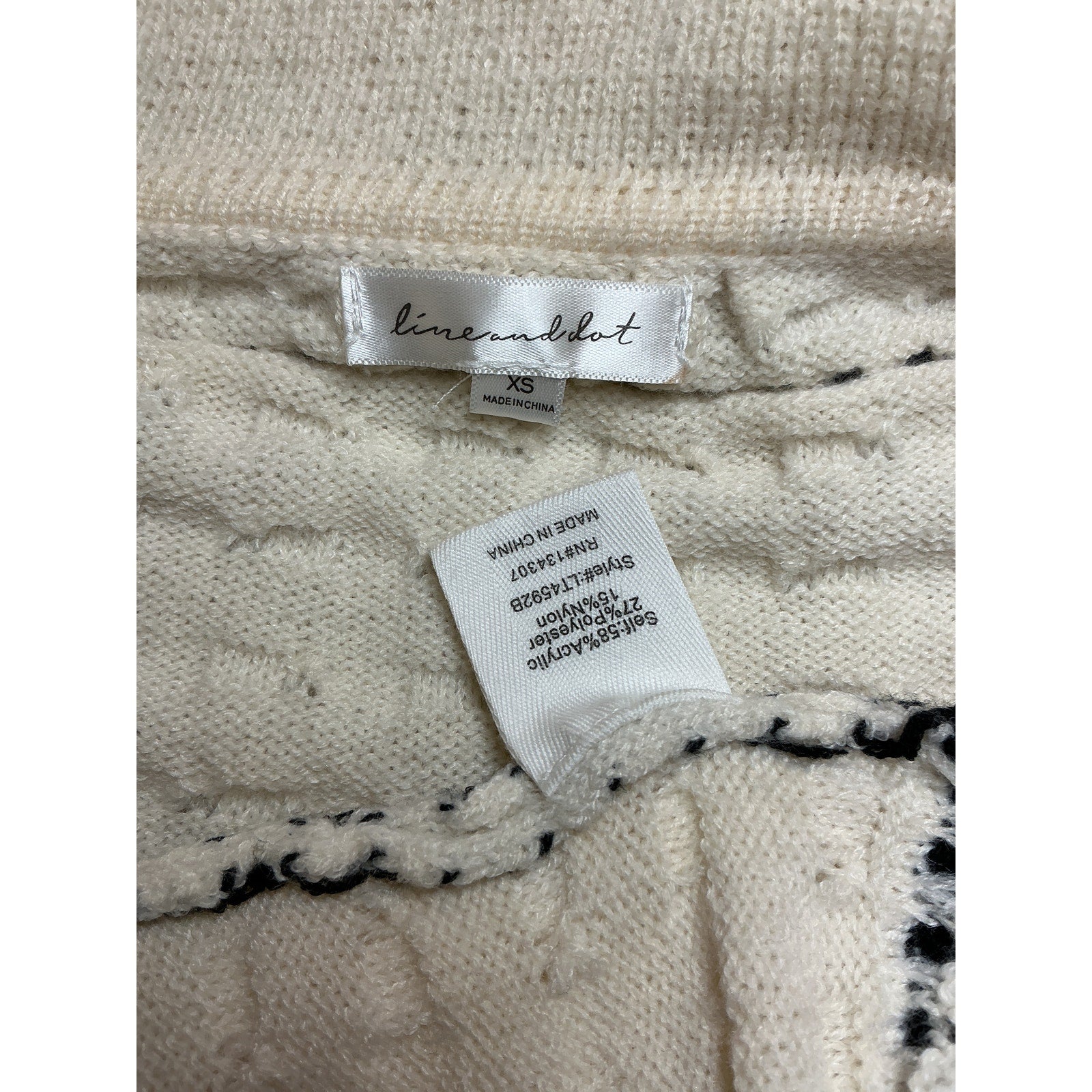 Line & Dot 'Mariner' White Collared V Neck Sweater Size S