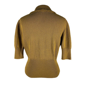 Proenza Schouler Cotton Blend Knit Ochre Reeve Polo Top Size X-Small