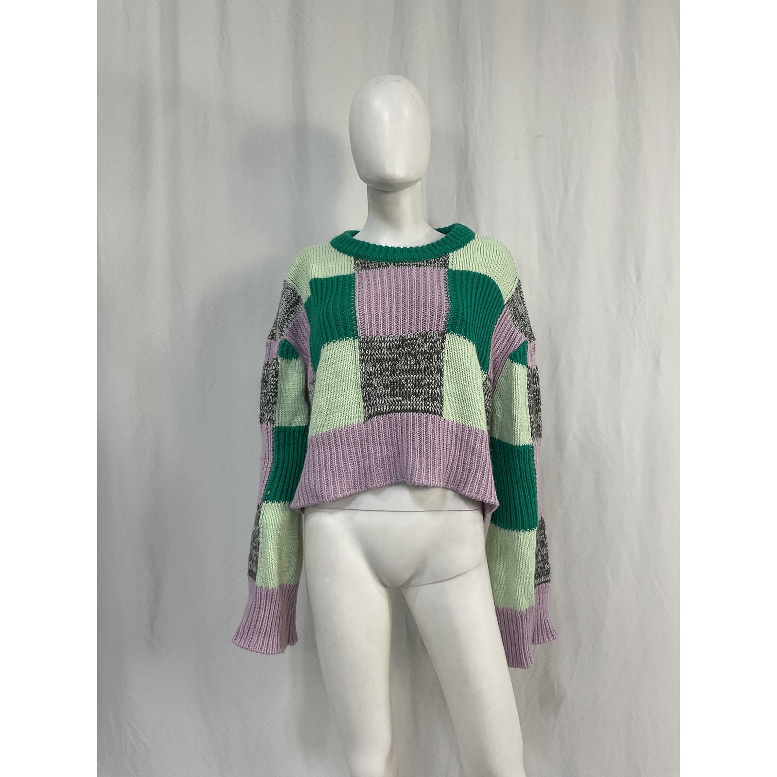 For Love & Lemons 'Finley' Green Acrylic Sweater Size S