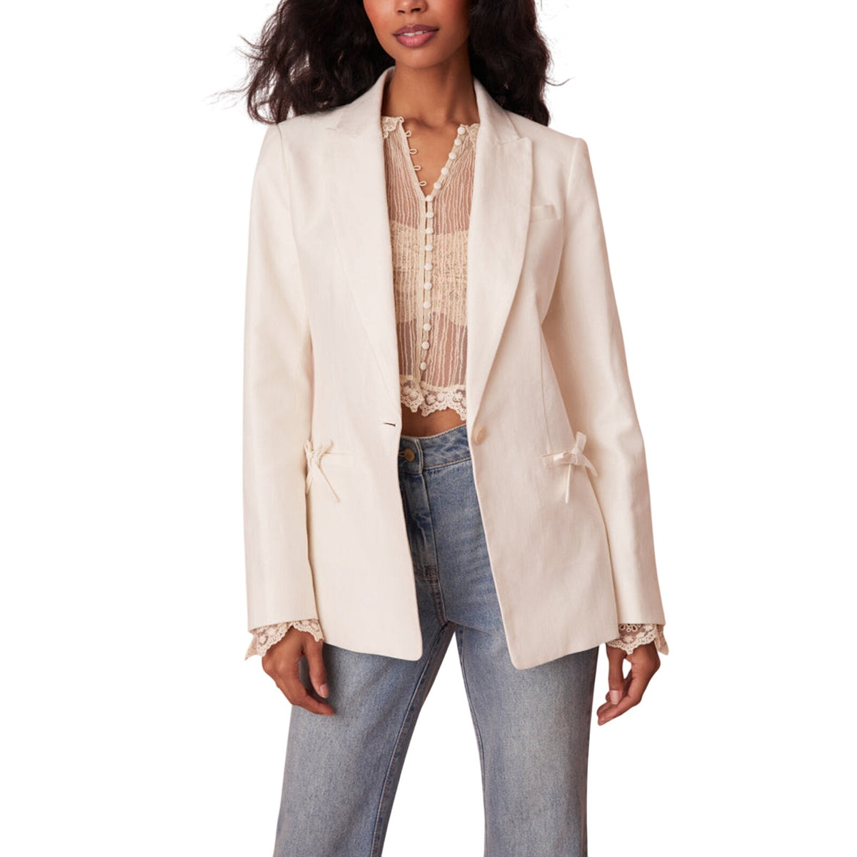 Loveshackfancy Tailored Ivory Lamia Jacket Size S NWT