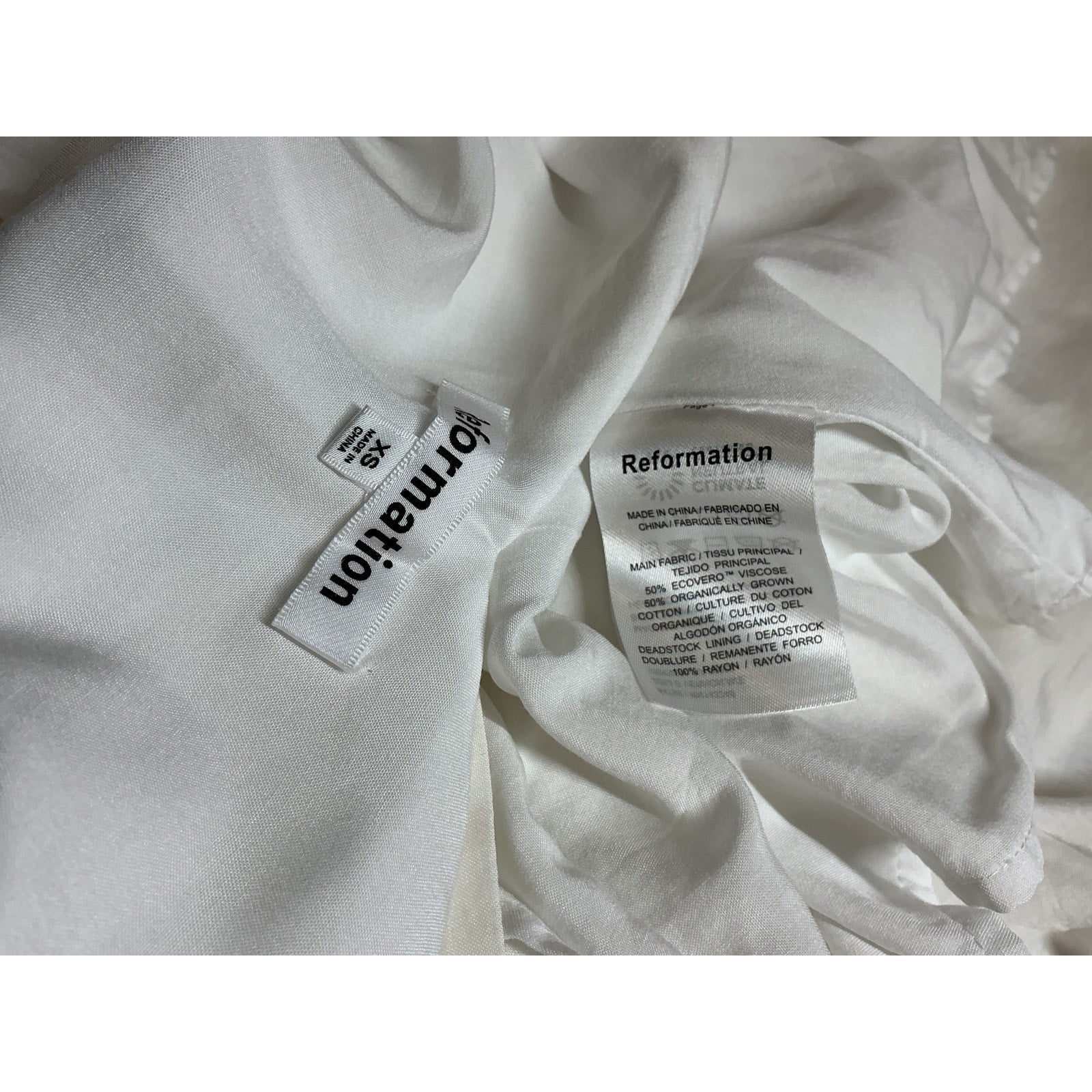 Reformation 'Abene' White Viscose Dress Size XS